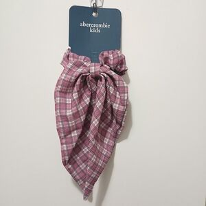 NWT Abercrombie Kids Pink Plaid Accessories Hairtie Bow